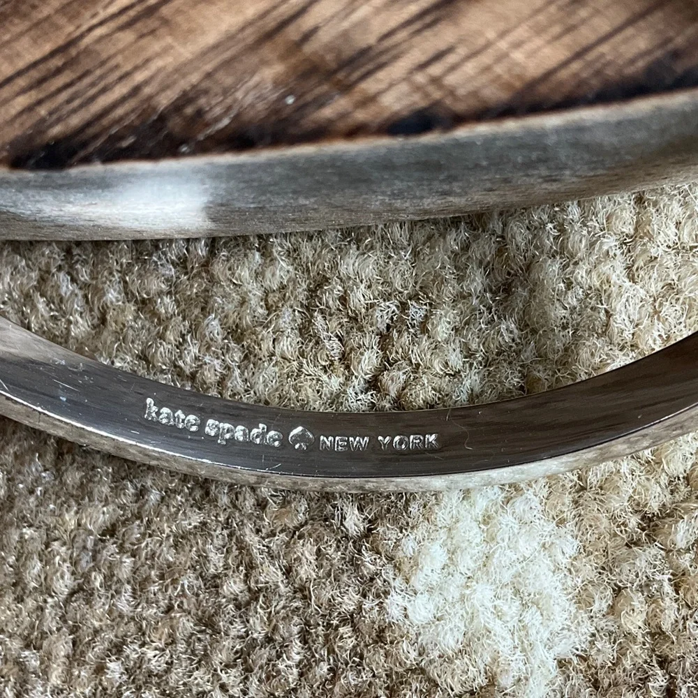 kate spade Silver-Tone Engraved Bangle Bracelet - Picture 2 of 6